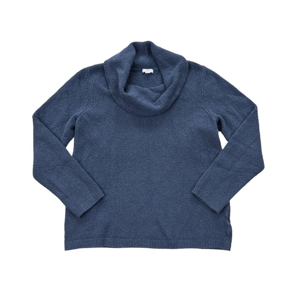 J. Jill Blue Textured Knit Long Sleeve Cowl Neck Pullover Sweater